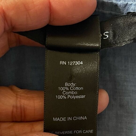 Ali Miles Embroidered Eyelet Tunic Small Cotton Floral Blouse Tie Dye Blue Top - Picture 7 of 9